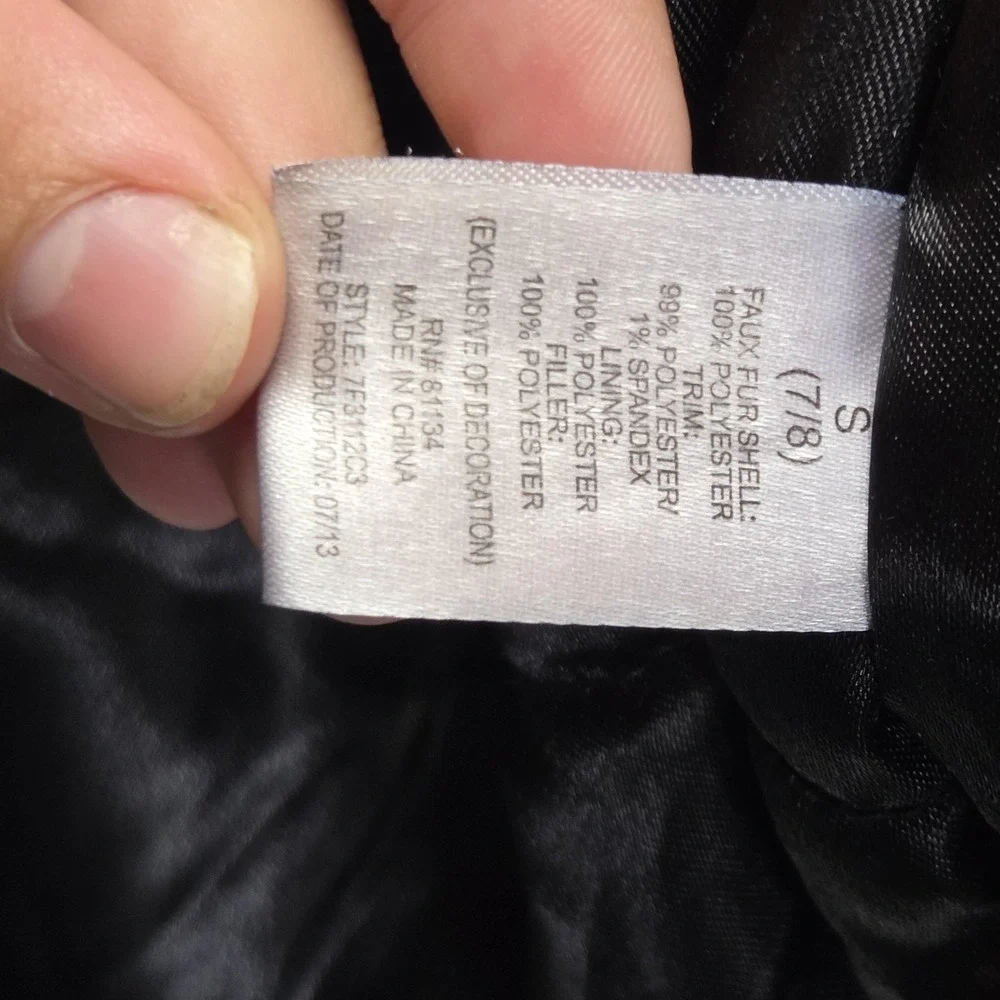 Amy Byer Jacket Girls 7/8 Black Faux Fur Plush Full Zip Lined Winter Coat